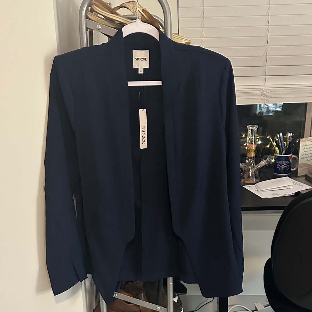 NIC+ZOE Midnight Blue Open-Front Blazer